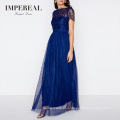 Lace Women Evening Long Dress Fat Size Women Party Royal Blue Dress